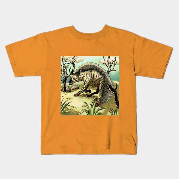 Striped Hyena Kids T-Shirt by ZeekieZu28